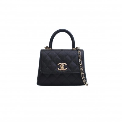 CHANEL MASTER MINI BLACK CAVIAR COCO HANDLE (14.5*11.5*5.5cm) 